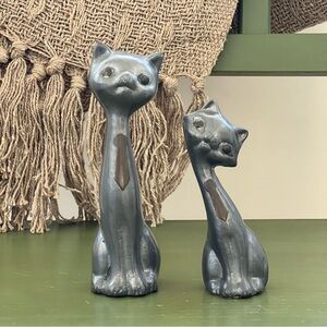 Vintage MCM Penco Pewter & Brass Long-Neck Cat Figurines – Pair